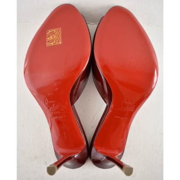Christian Louboutin Me Dolly 85 Brownie Red Backless Sandal Mule Heel Pump 40 - Picture 13 of 13